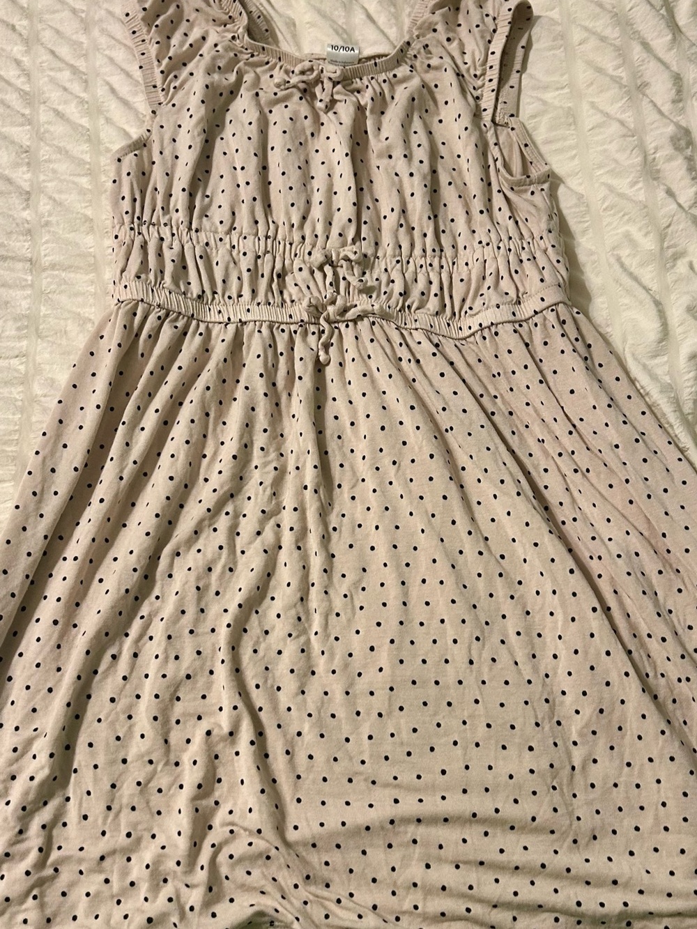 Carter's Cream Dress with Navy Polka Dots